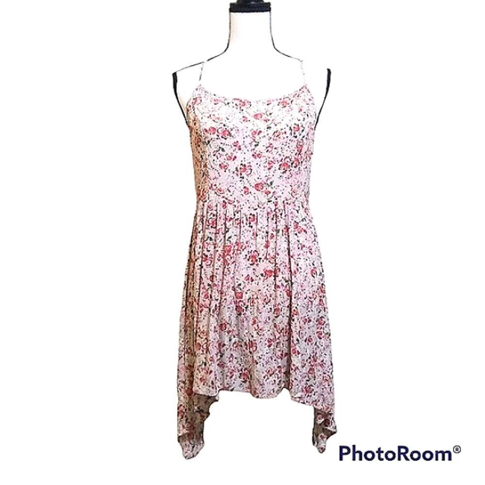 EN CREME FLORAL LACE TIE-BACK MINI DRESS/TUNIC LAYERING TOP SUMMER BEACH PRETTY